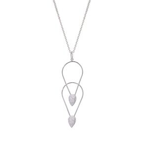 Sterling Silver Multi Pear Shaped CZ Drop & Dangle Pendant Necklace with Chain